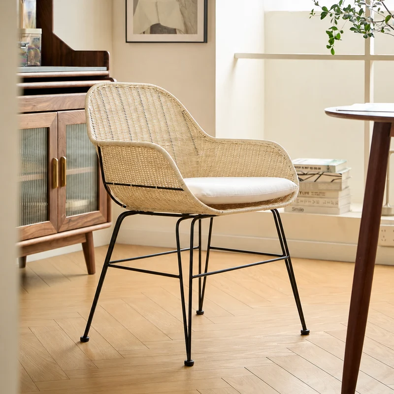 BOLA - Lot de 2 chaises de salle à manger design boheme en rotin naturel
