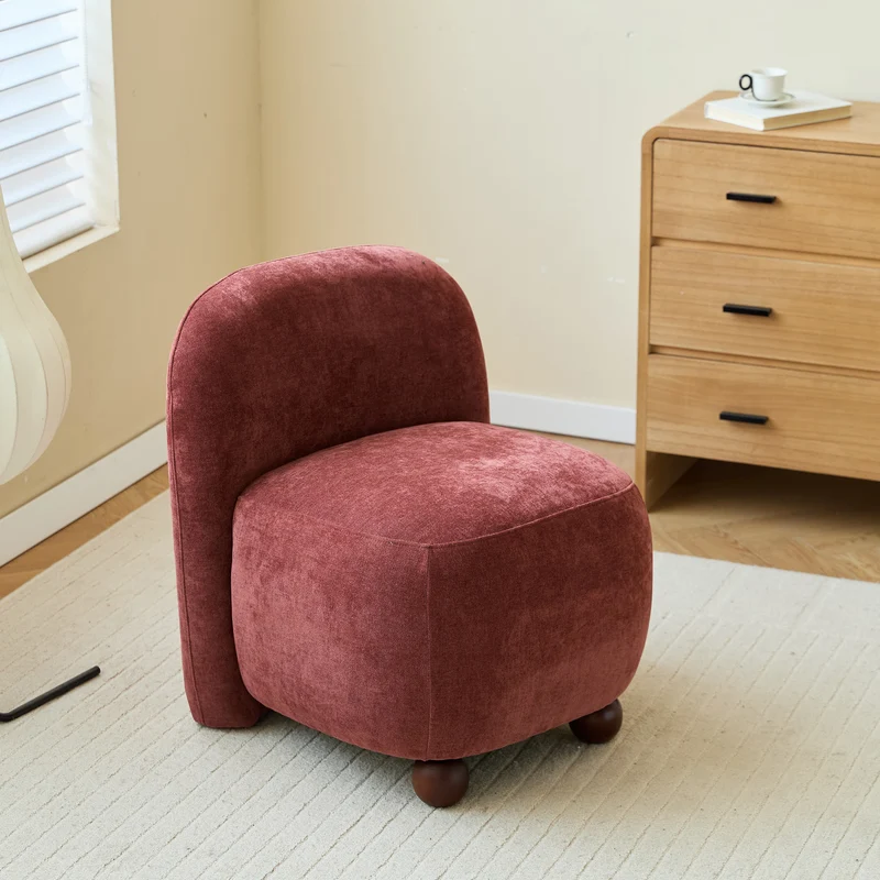 KOKKOLA - Fauteuil de salon en bois massif et tissu terracotta