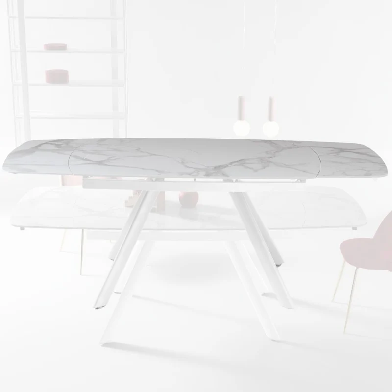 Tavolo da Pranzo Allungabile Ripiano Pietra Sinterizzata 140/210x90x76 cm