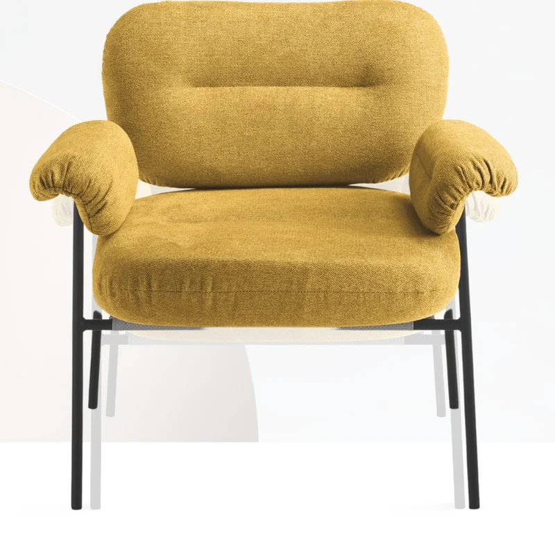 Poltrona Salotto e Soggiorno con Braccioli Imbottiti in Tessuto cm 80x74