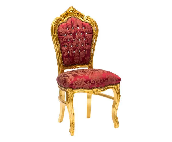 Sedia barocco in legno color oro e tessuto cm 52x110x60h - vari colori