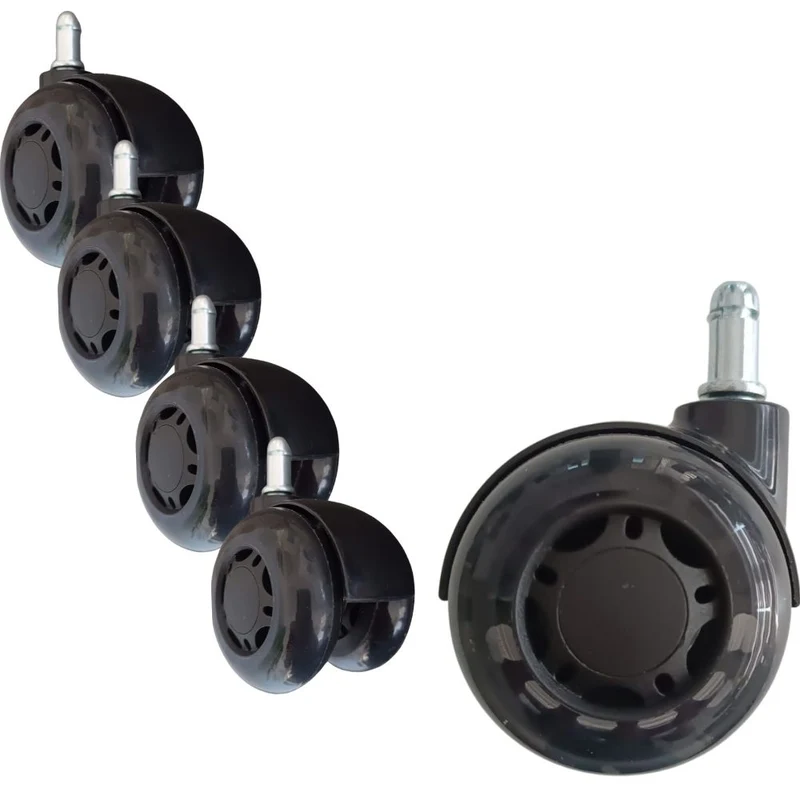 Set x5 Ruote di Ricambio Sedia da Ufficio Gommate, Silenziose e Antigraffio, Girevoli 360°