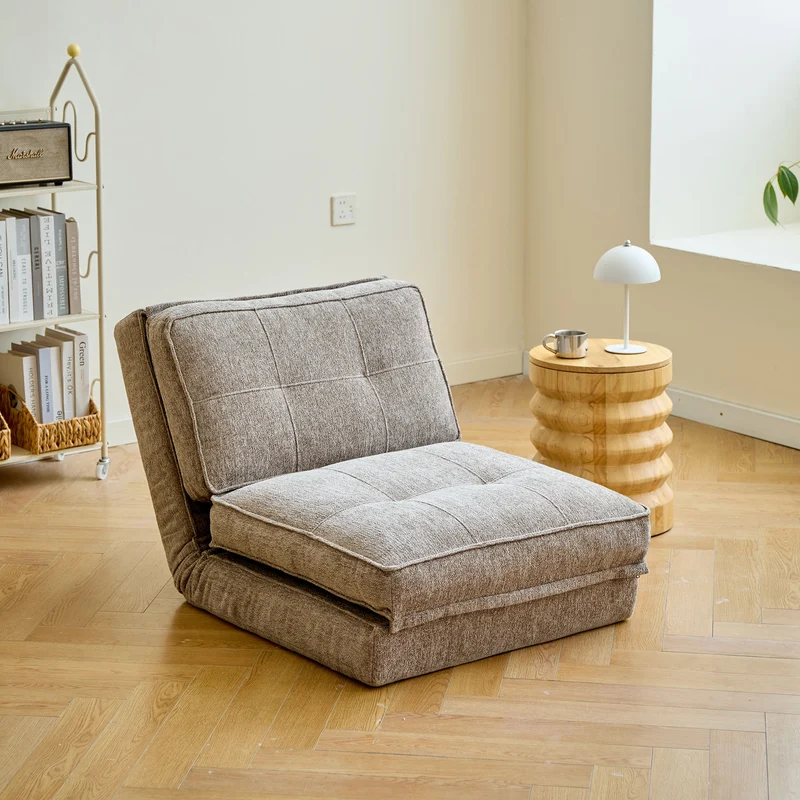 BRAGA - Fauteuil chauffeuse convertible en tissu gris