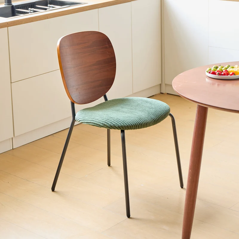 ORUM - Lot de 2 chaises de salle à manger en bois, métal et velours côtelé vert