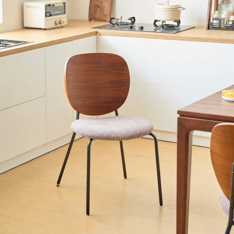 ORUM - Lot de 2 chaises de salle à manger en bois, métal et velours côtelé gris
