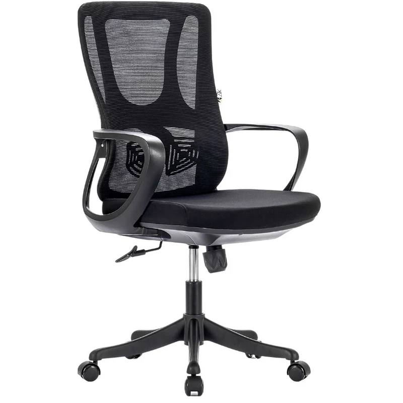 Sedia Ufficio Ergonomica Braccioli Supporto Lombare Oscillante Girevole Nera