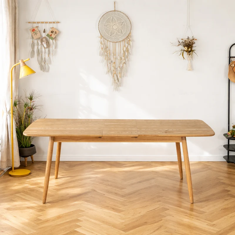 CORTE - Table à manger 6-8 personnes extensible et rectangulaire en bois massif