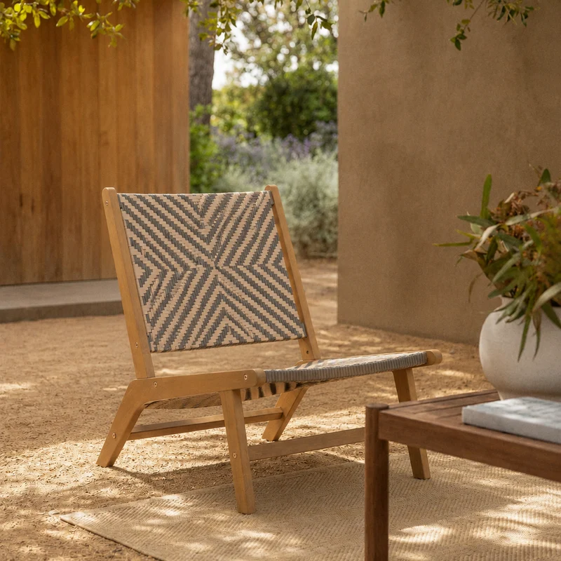 AGUILARES - Fauteuil intérieur extérieur en acacia massif et fibres