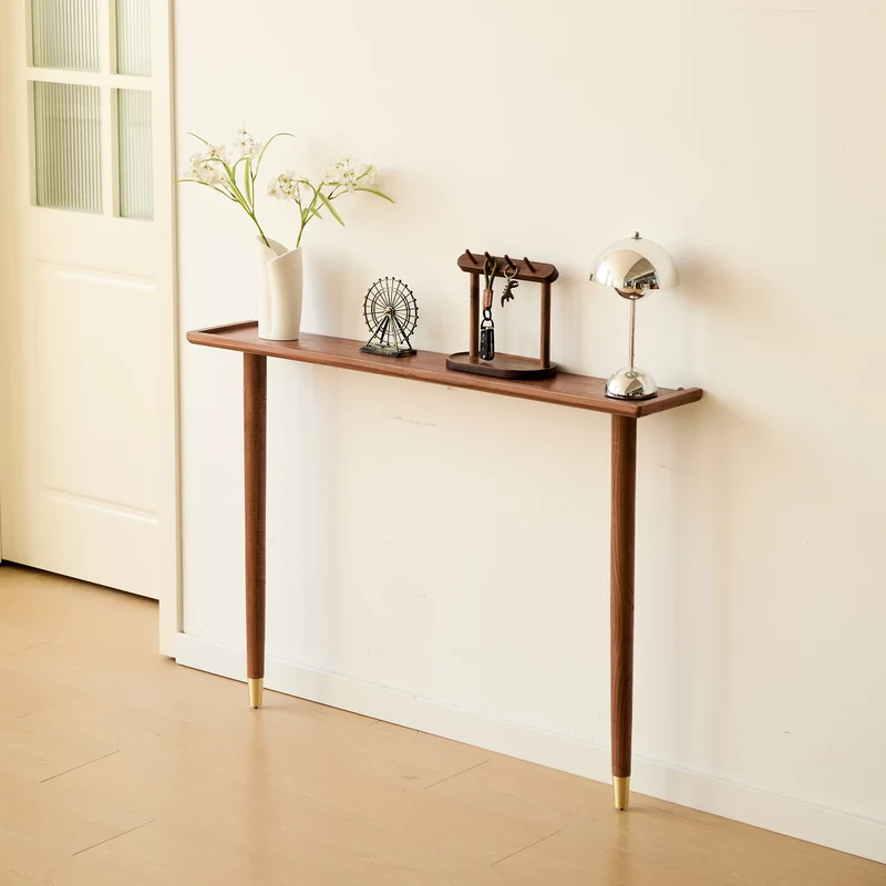 ALSTA - Console table murale scandinave en bois de noyer