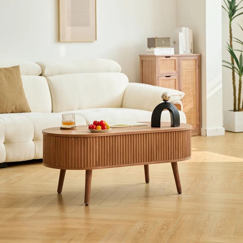 LOTTA - Table basse en bois de noyer avec rangement
