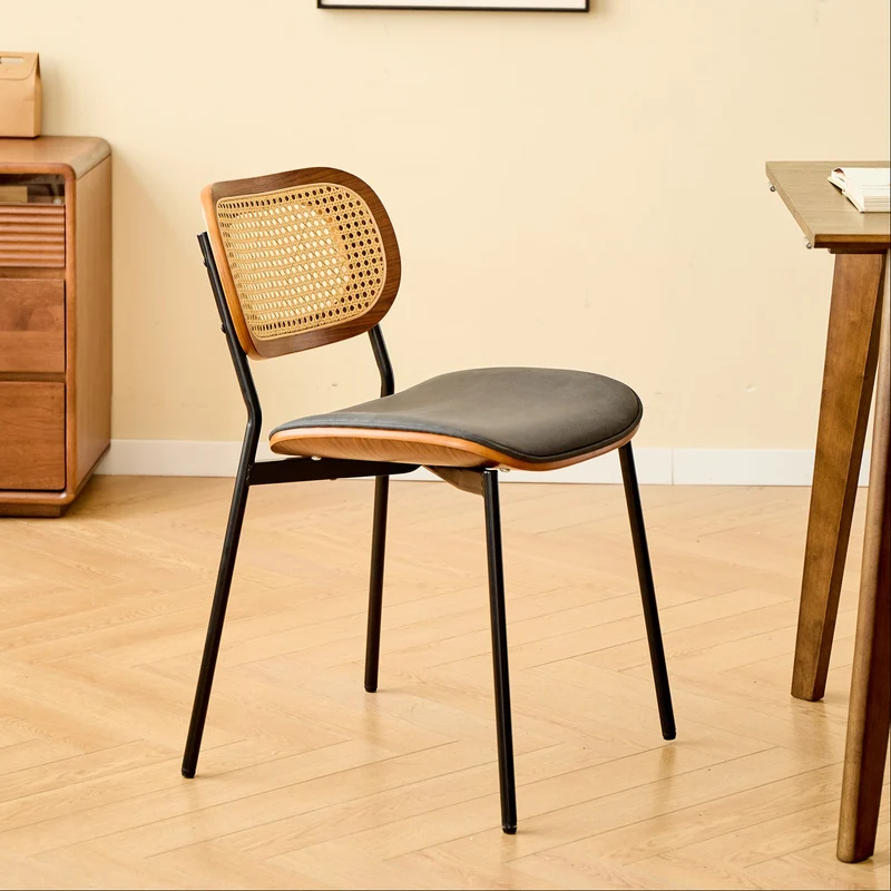 ALESUND - Lot de 2 chaises de salle à manger en rotin et suédine noir