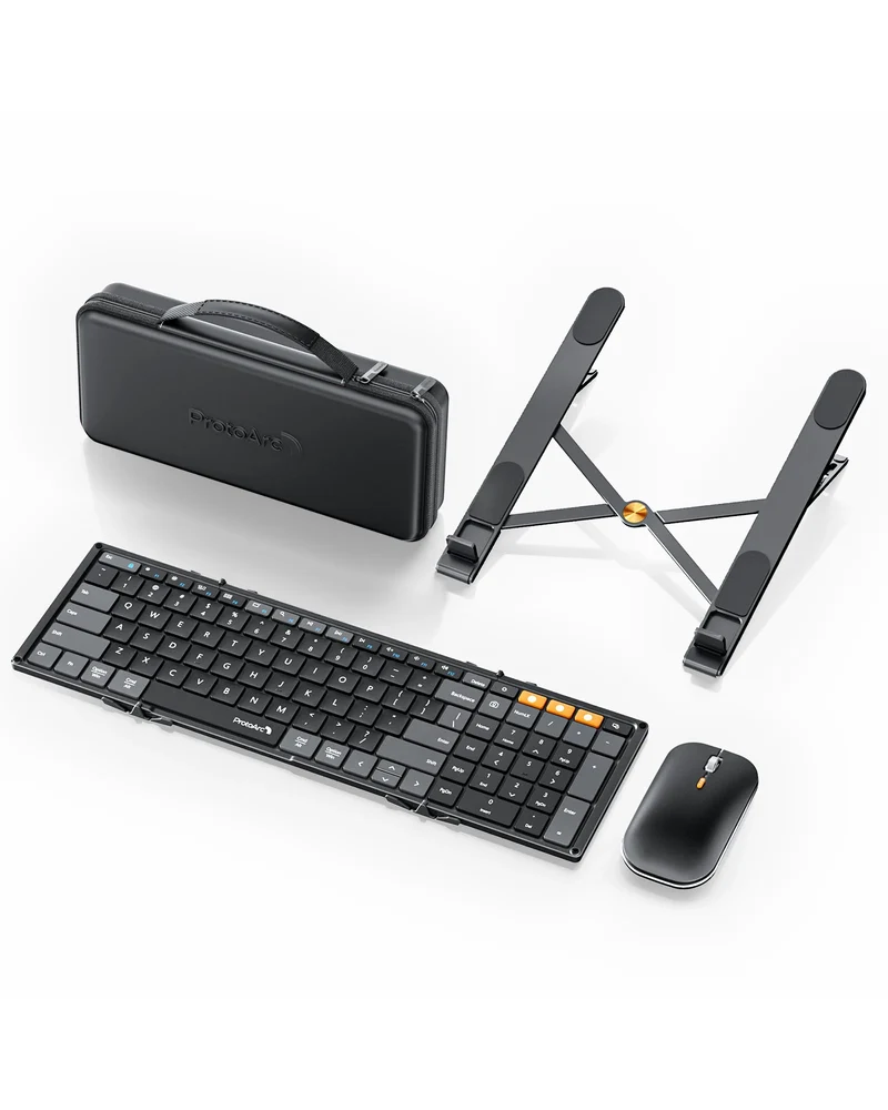 XKM01 CaseUp Foldable Keyboard & Mouse & Stand Combo
