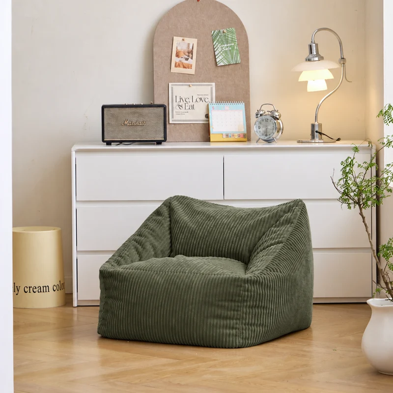 JON - Pouf en velours côtelé vert