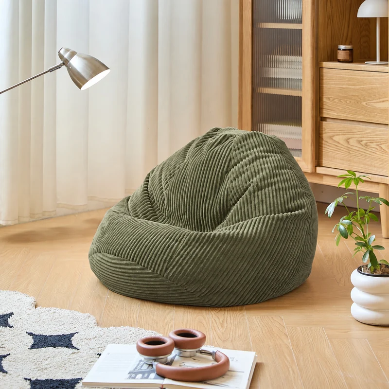 FLOBY - Pouf en velours côtelé vert