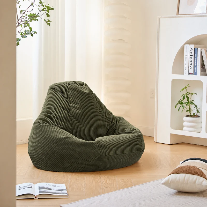 GRANA - Pouf en velours côtelé vert