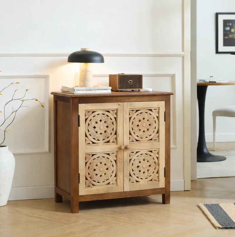 CHENNAI - Buffet meuble de rangement en bois de manguier foncé