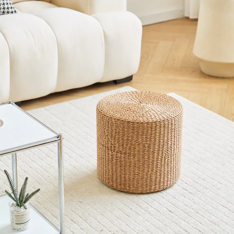 HARALD - Pouf bout de canapé en jute naturelle avec rangement