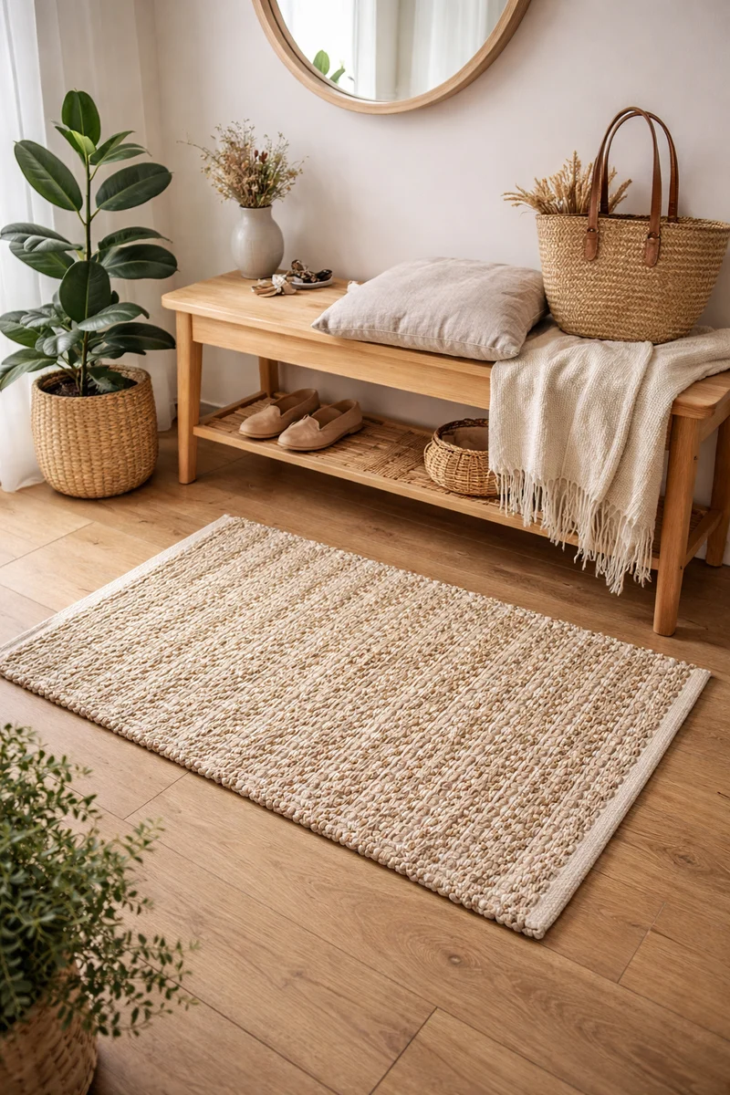 IMATRA - Tapis rectangulaire en coton avec motifs marrons 90 x 60 cm