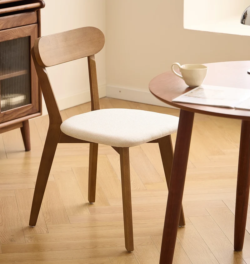 VITORIA - Lot de 2 chaises de salle à manger en bois foncé et tissu beige