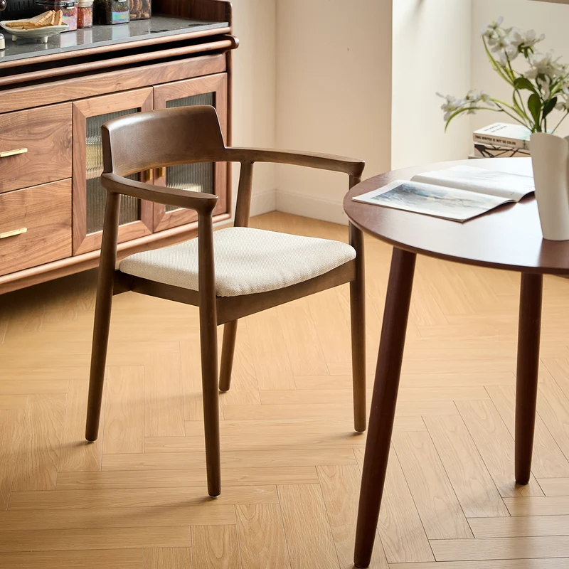 CORDOBA - Lot de 2 chaises de salle à manger en bois foncé et tissu beige