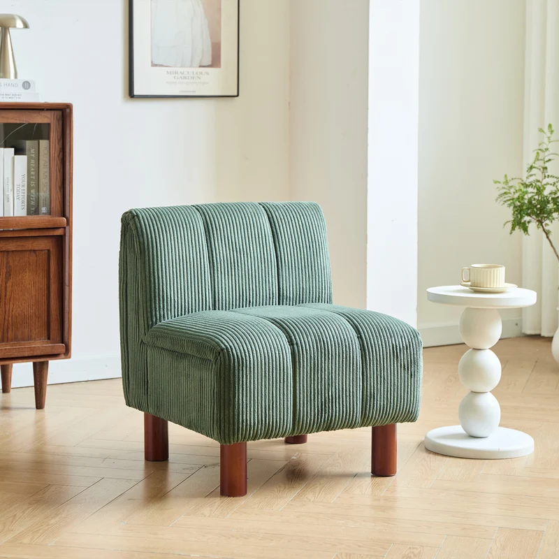 PORTO - Fauteuil de salon en bois massif et velours côtelé vert