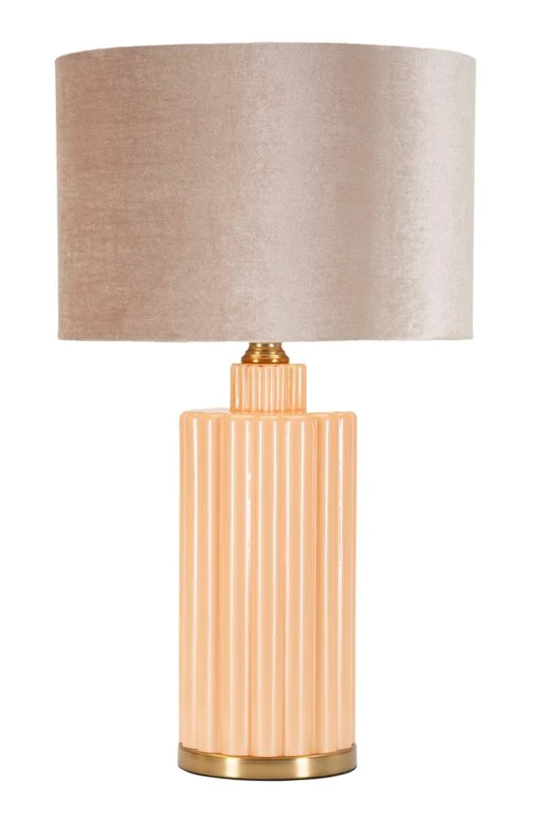Lampada da Tavolo Perly Ø40,5x69,5 cm in Vetro e Ferro e Tessuto Perla e Oro