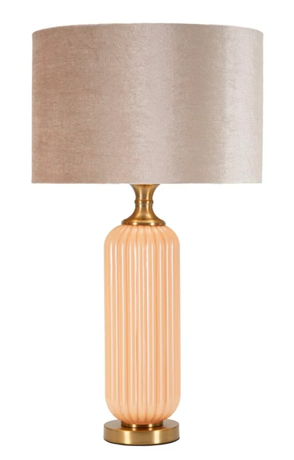 Lampada da Tavolo Perly Ø35,5x64 cm in Vetro e Ferro e Tessuto Perla e Oro