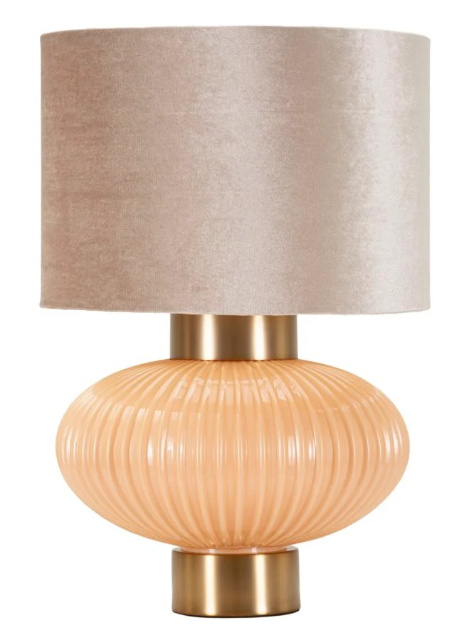 Lampada da Tavolo Perly Ø33x49 cm in Vetro e Ferro e Tessuto Perla e Oro
