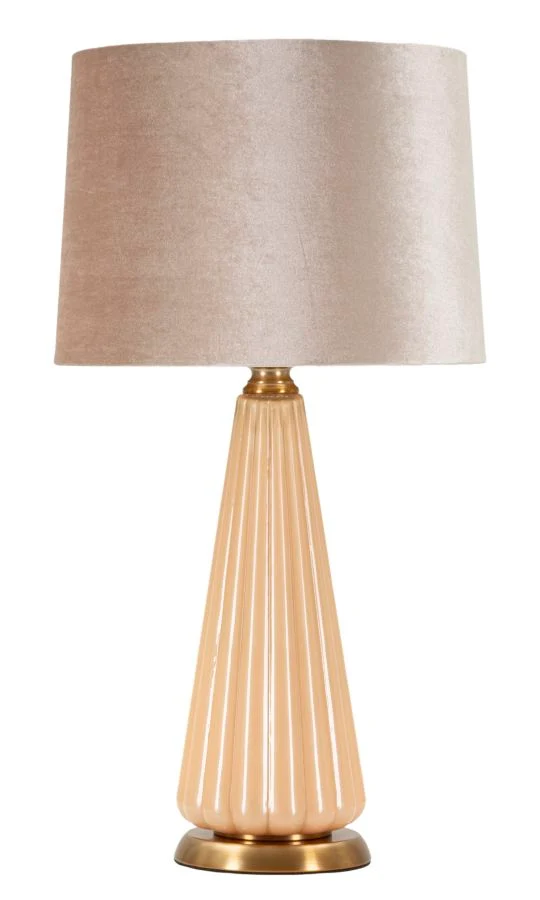 Lampada da Tavolo Perly Ø36,5x68,5 cm in Vetro e Ferro e Tessuto Perla e Oro