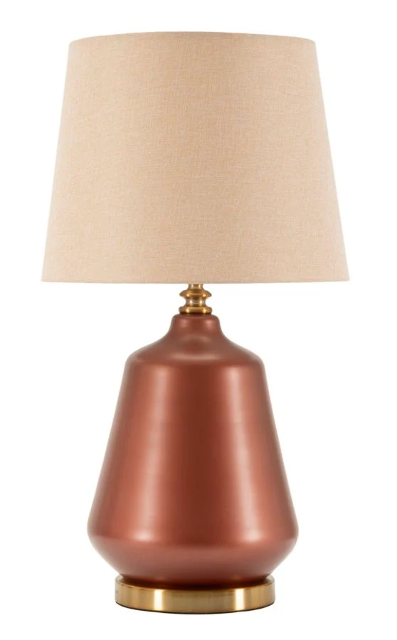 Lampada da Tavolo Rosenthal Ø35,5x65 cm in Vetro e Ferro e Tessuto Marrone e Oro