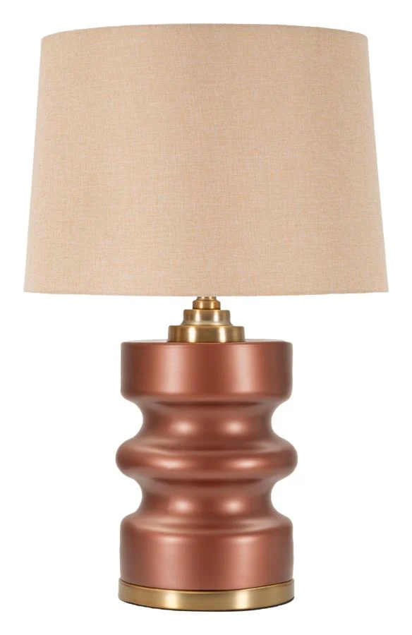Lampada da Tavolo Rosenthal Ø36,5x56,5 cm in Vetro e Ferro e Tessuto Marrone e Oro