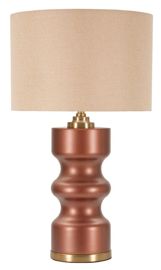 Lampada da Tavolo Rosenthal Ø40,5x69,5 cm in Vetro e Ferro e Tessuto Marrone e Oro