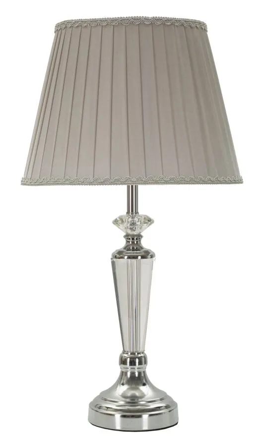 Lampada da Tavolo Silvery Ø30x56 cm in Metallo e Vetro e Tessuto Argento
