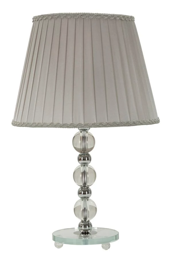 Lampada da Tavolo Tolly Ø30x48 cm in Metallo e Vetro e Tessuto Argento