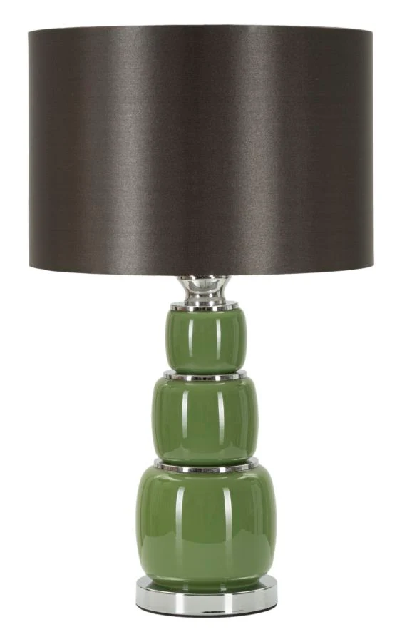 Lampada da Tavolo Eva Three Ø33x57 cm in Vetro e Ferro e Tessuto Bianco e Grigio