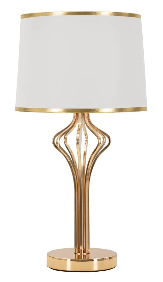 Lampada da Tavolo Slimmy Ø28x53 cm in Ferro e Plastica Bianco e Oro