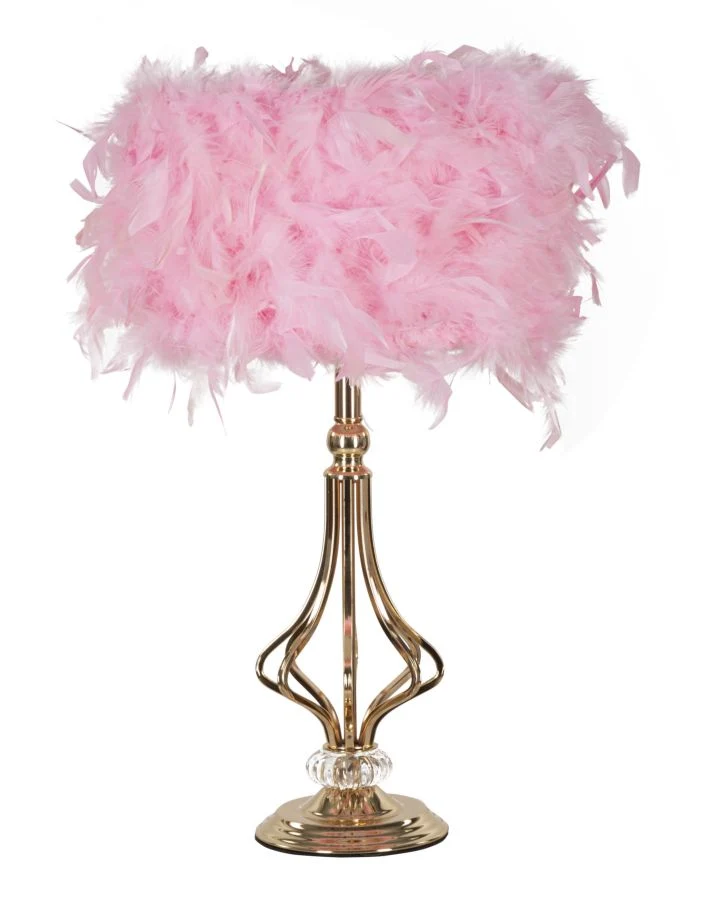 Lampada da Tavolo Tarty Rosa Ø25x54 cm in Ferro e Plastica Rosa e Bianco