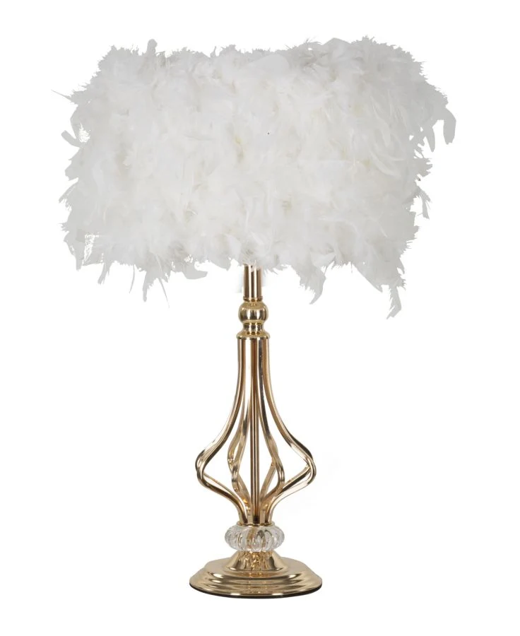 Lampada da Tavolo Tarty Bianca Ø25x54 cm in Ferro e Plastica Oro e Bianco