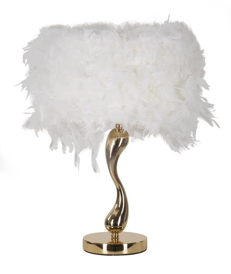 Lampada da Tavolo Cart Bianca Ø25x47 cm in Ferro e Plastica Oro e Bianco