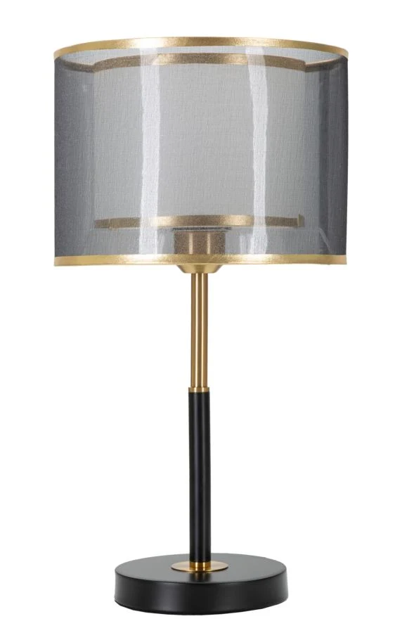 Lampada da Tavolo Levels Ø25x48 cm in Ferro e Tessuto Nero e Oro