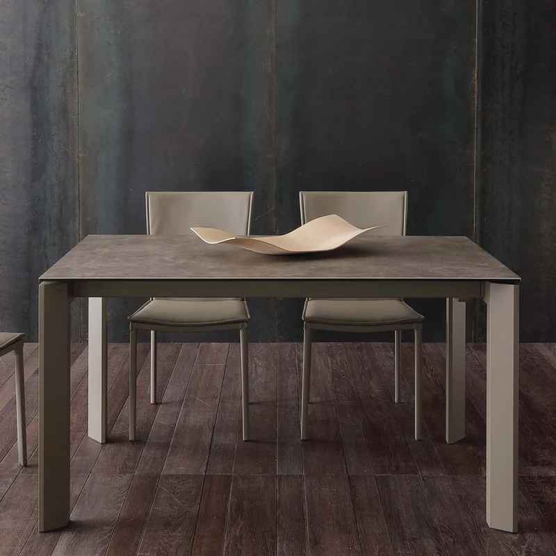 Ceramique - Tavolo moderno allungabile con piano in vetro ceramica cm 140/200x90x76h - vari colori