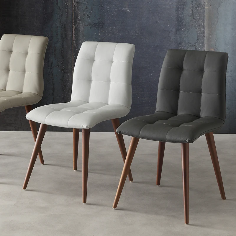Finland - Set da 4 Sedia moderna da salotto imbottita in ecopelle e gambe faggio massello - vari colori