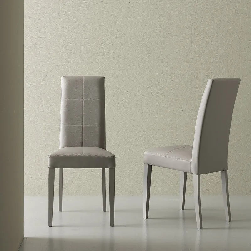 Set da 2 Sedia moderna in ecopelle grigio ghiaccio schienale alto