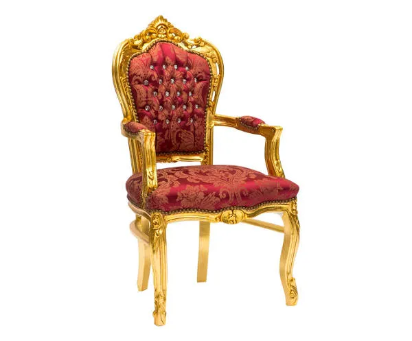 Poltrona barocco da salotto con struttura oro e tessuto damascato cm 60x65x94h - vari colori