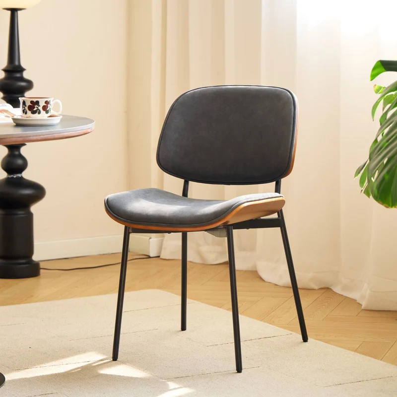 ODENSE - Lot de 2 chaises en bois et suèdine noir