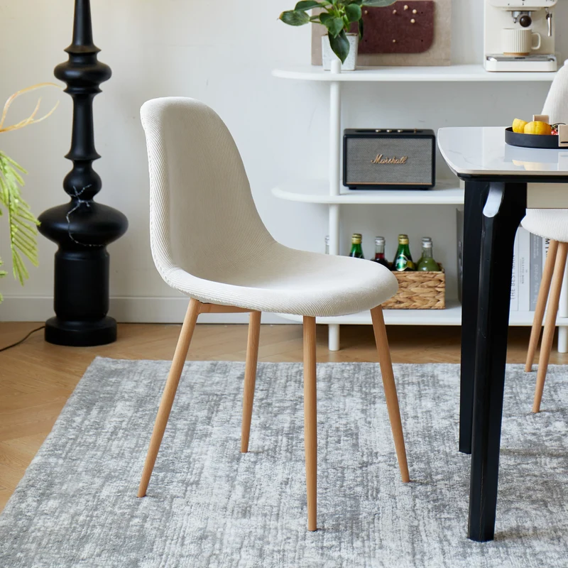 COPENHAGEN - Lot de 4 chaises en métal et velours côtelé beige