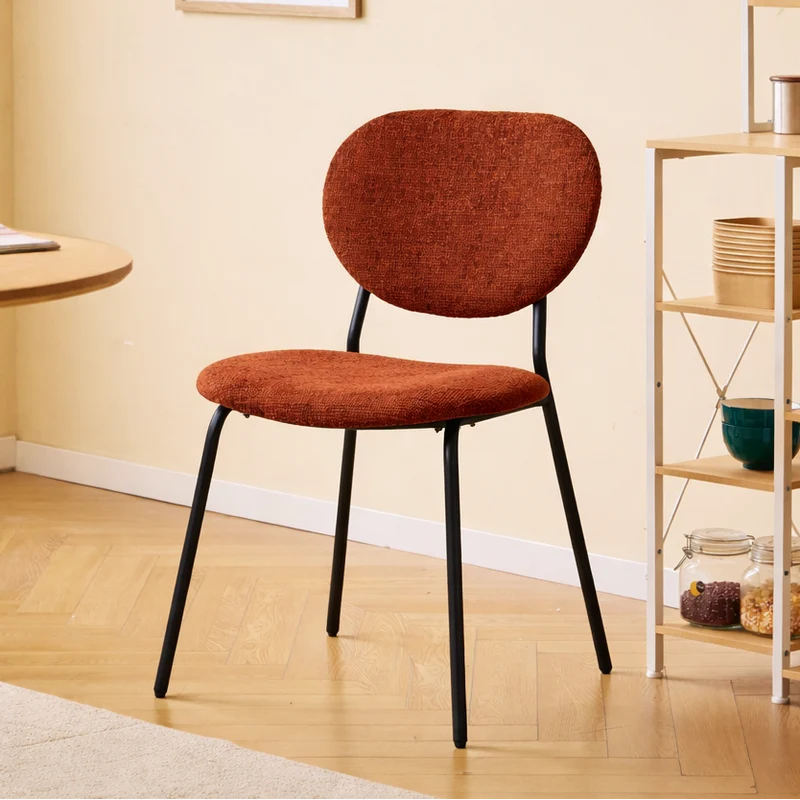 SUZUKA - Lot de 2 chaises scandinaves en métal et tissu terracotta