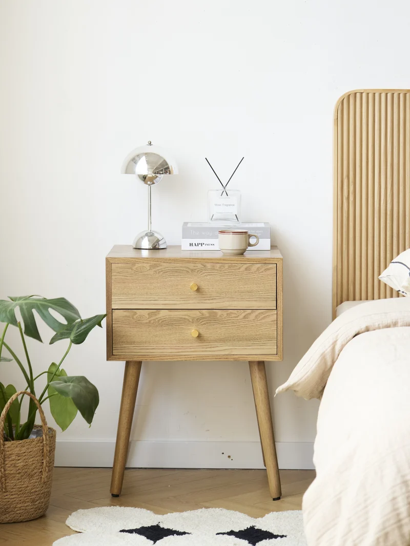 TONDER - Table de chevet 2 tiroirs en bois