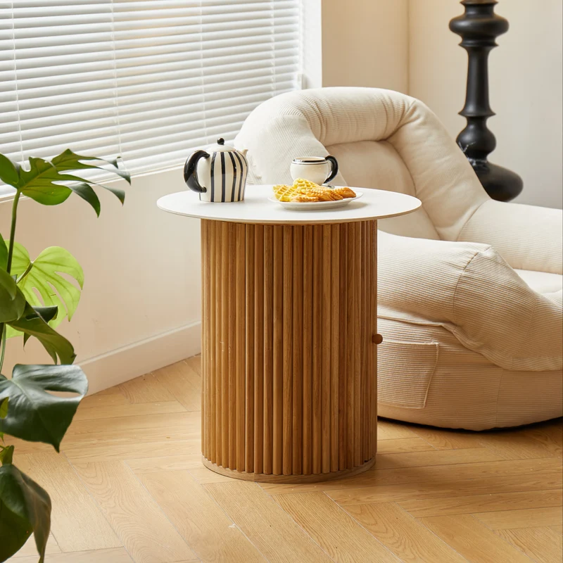 TRINIDAD - Table d'appoint en bois massif et effet marbre