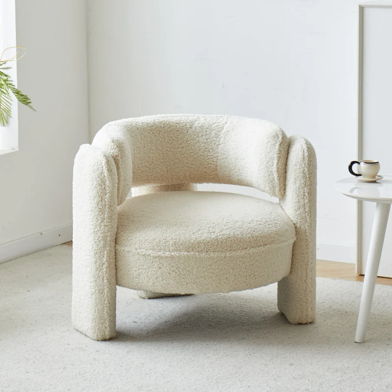 BANGUI - Fauteuil de salon en bouclettes blanches